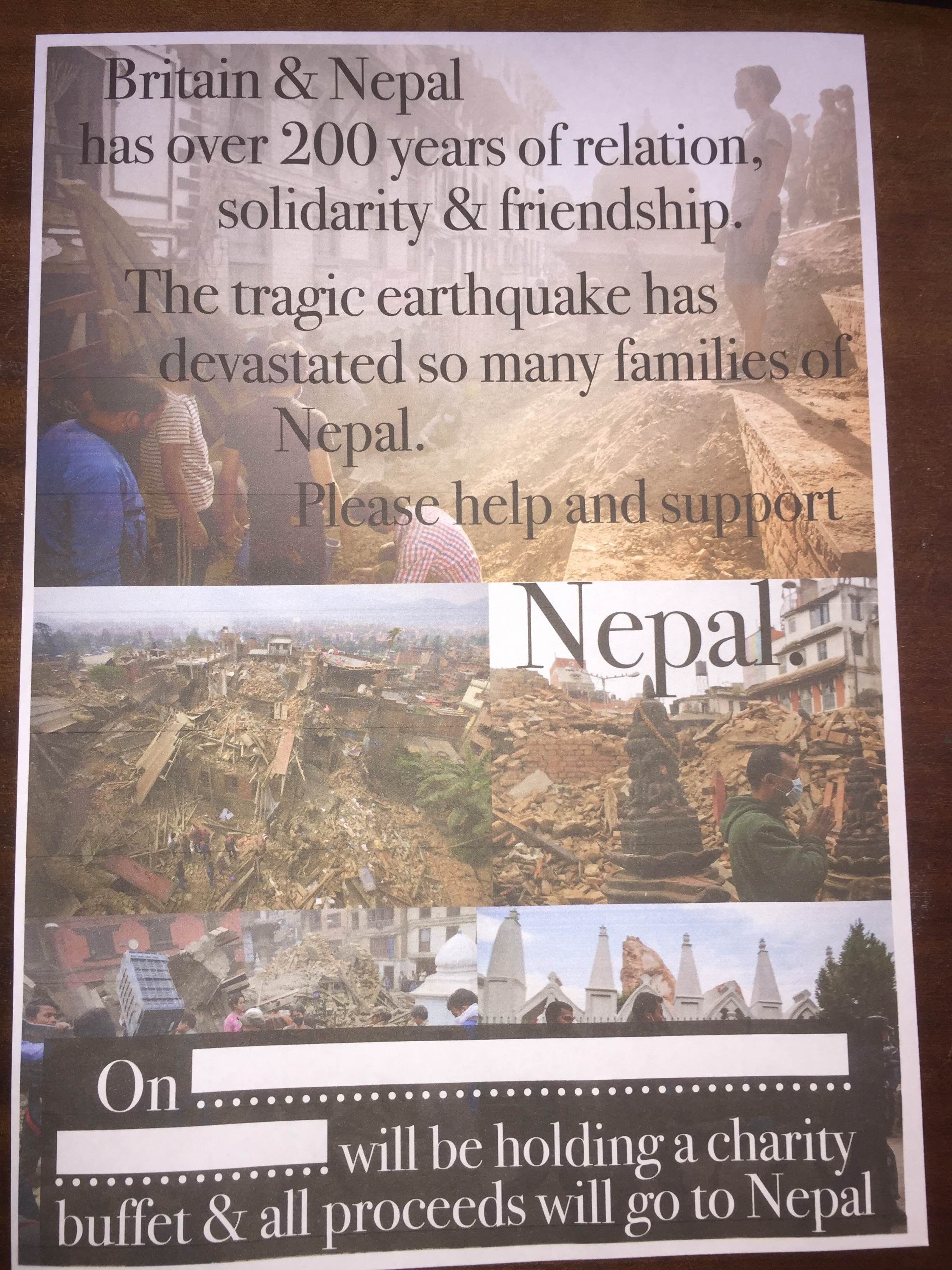 बेलायतका नेपाली रेष्टुरेन्टहरुले एकदिनको कमाइ भुकम्प पीडितलाई दिने