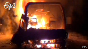 बसमा आगो लाग्दा ४४ को मृत्यु