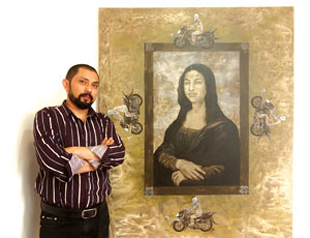 आफ्नो पेन्टिङ 'इरिनालिसा'का साथ आशा डङ्गोल। तस्वीरहरुः बिक्रम राई